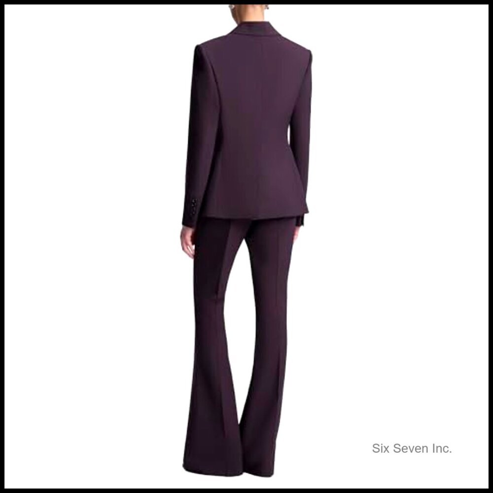 Wool Blend Fitted Jacket with Peak Lapels for Formal Business - Picture 3 of 5